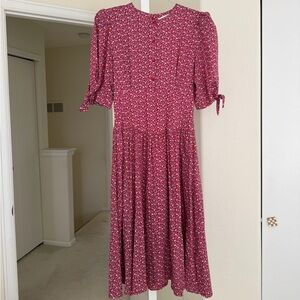 Karin Stevens Tulip Floral Dress Size 8. 100% Rayon. 80s Vintage Pink